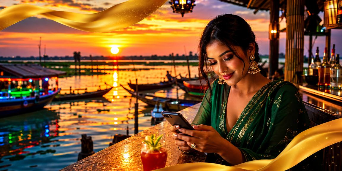 তাঙ্গুয়ার হাওরের কাছে মোবাইলে dbbet888link ক্যাসিনো উপভোগ করছেন একজন ব্যবহারকারী